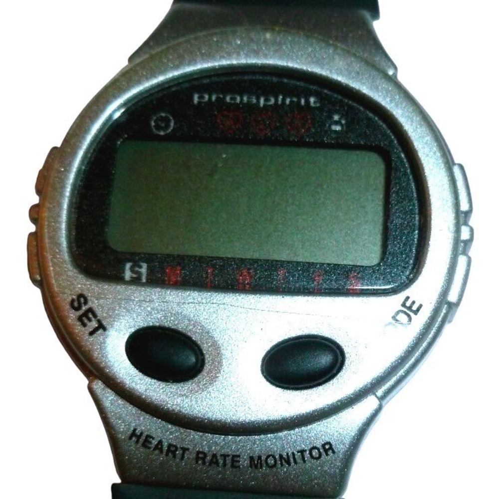 Prospirit Digital Heart Rate Monitor Watch‎ Silver Black Sport Fitness Tracker